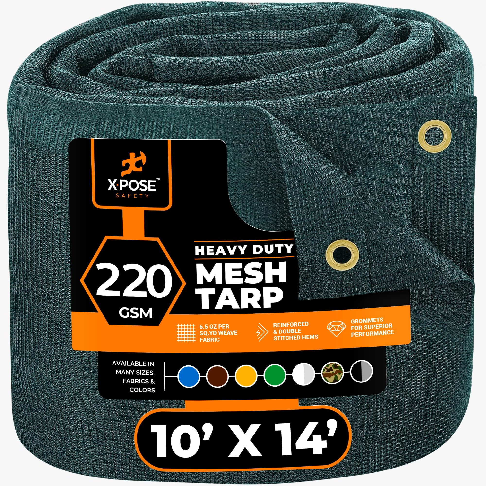 moose　polyester & cotton tarp KURO Xpose Safety Heavy Duty Mesh Tarp 10' x 14' – Multipurpose Green