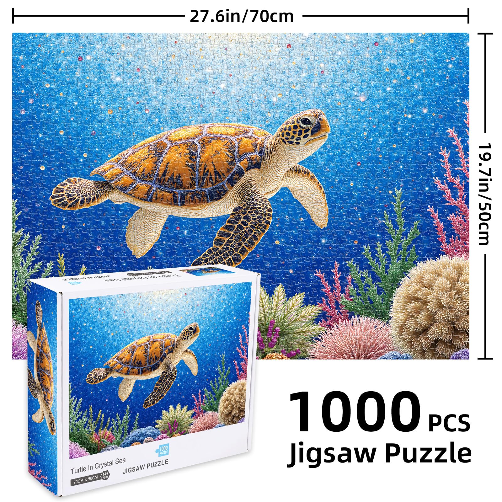 Puzzle per adulti 1000 pezzi, in legno, per tartarughe che vagano nel mondo sottomarino, modelli multipli (C ; 1000