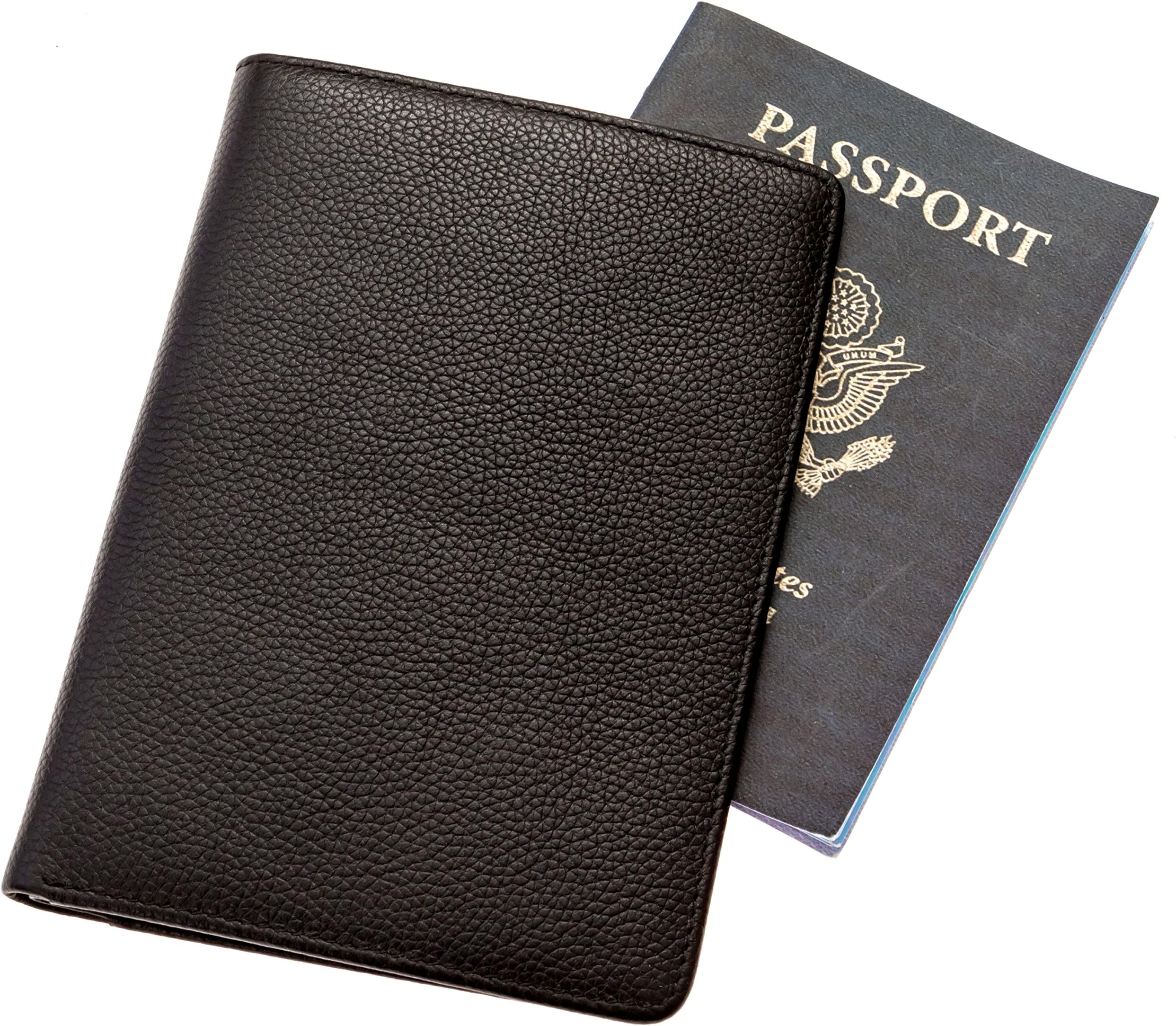 HabitouxRFID Blocking Travel Passport Wallet Genuine Crazy Horse Leather (Black)(Size: Free)
