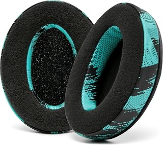 WC PadZ Velour - The Ultimate Upgraded Earpads by Wicked Cushions - Compatible With Audio Technica, HyperX, SteelSeries Arctis - Extra Thick - Bigger Opening - Soft Memory Foam | (Speed Racer Cyan)