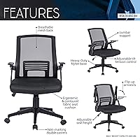 Vista 4 de Techni Mobili, Silla ergonómica negra de malla de oficina