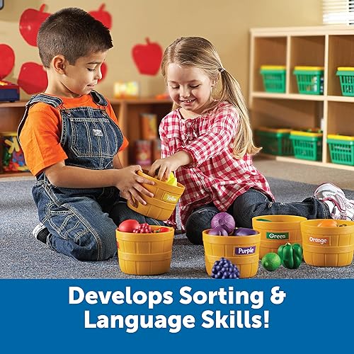 Miniatura 4 de Learning Resources - Juego de clasificación por colores, 30 piezas, juguetes de aprendizaje, comida para jugar, relleno para cestas de Pascua
