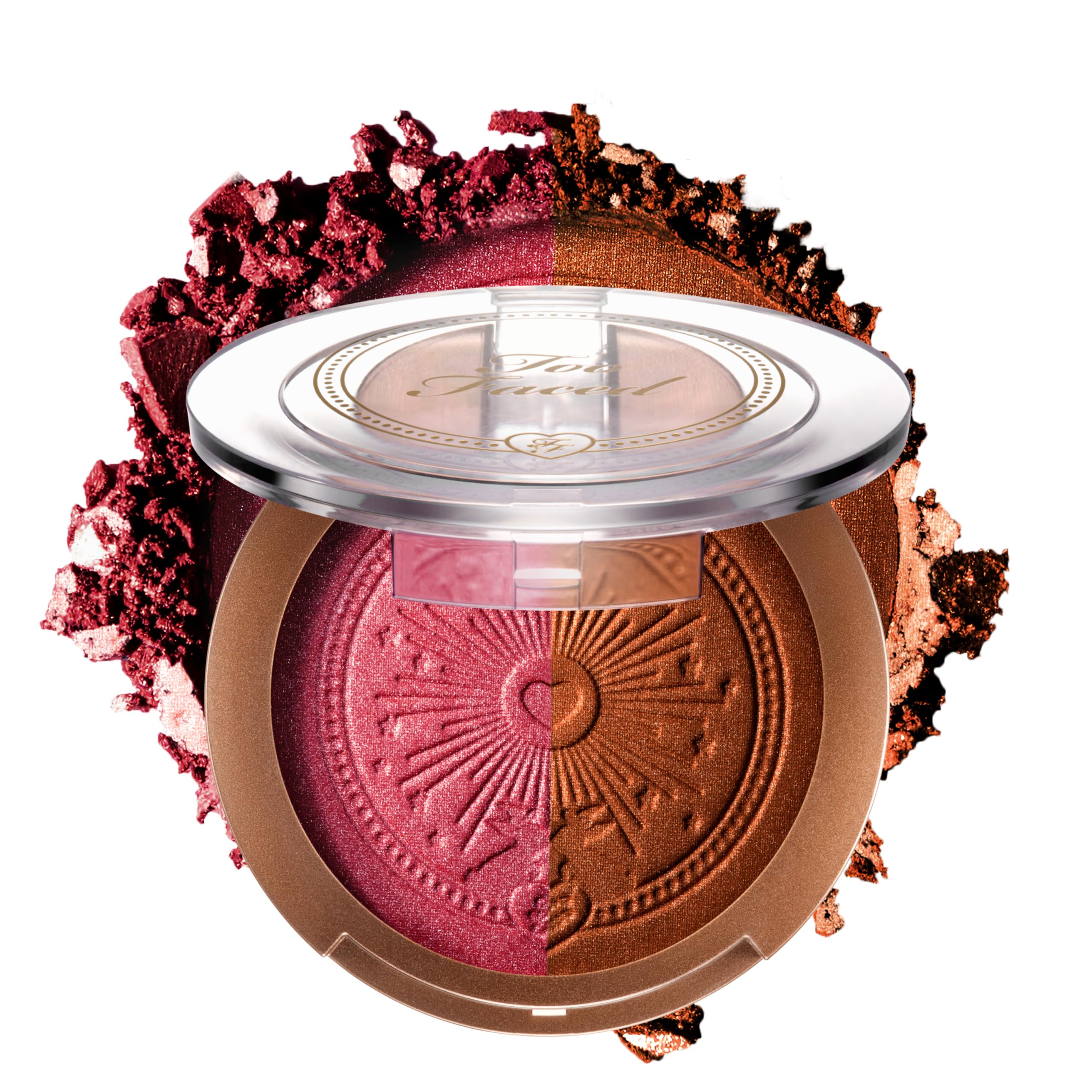 Too Faced Sun Bunny Blushing Bronzer | Dual-Shade Sheer, Luminous Bronzer Blush with Pink Undertones to Mimic Natural Flush, Fuchsia Bunny, 0.28 Ounce