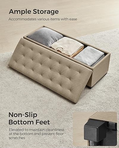 Miniatura 8 de SONGMICS Banco otomano de almacenamiento, reposapiés con patas, 15.7 x 43.3 x 15.7 pulgadas, banco de extremo de cama, baúl de almacenamiento, carga