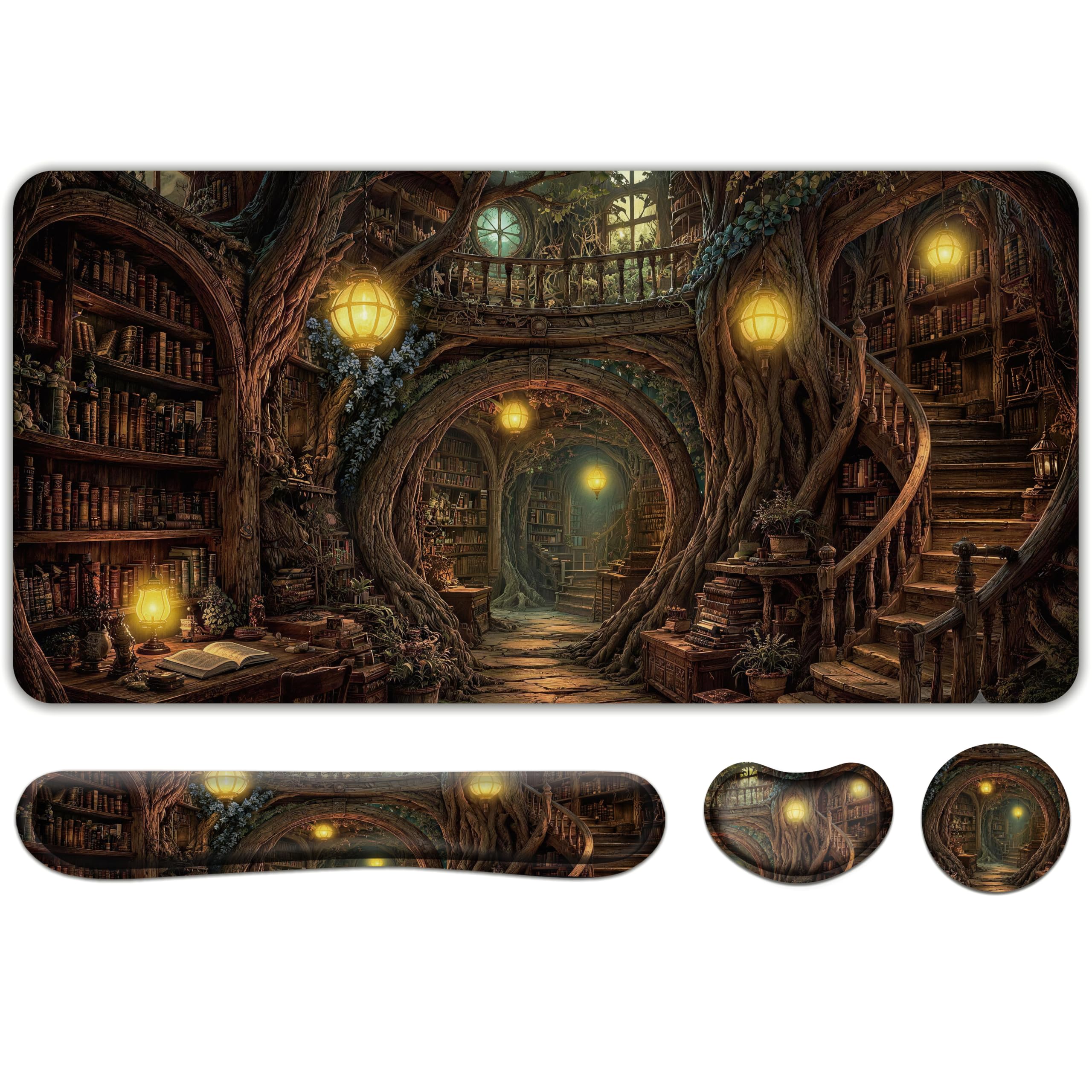 DOODLREAM 4-in-1 Mystery Tree Library Wrist Support Desk Pad Set