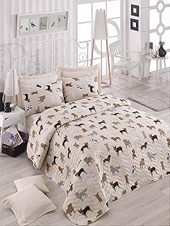Animals Dogs Bedding, Full/Queen Size Bedspread/Coverlet Set, Dogs Themed Girls Boys Bedding, 3 PCS,