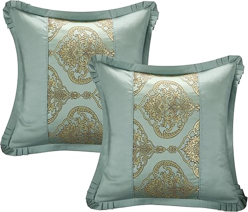 Miniatura 6 de Juego de ropa de cama Chic Home de 9 piezas de jacquard, incluye colcha y almohadas, Microfibra, Azul, King