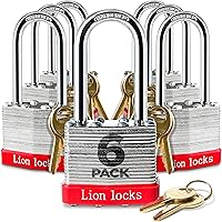 Vista 11 de Lion Locks 24 candados similares con llave con grillete de 1.25 pulgadas, 48 llaves, caja de acero endurecido, cilindro de latón (paquete de 24)