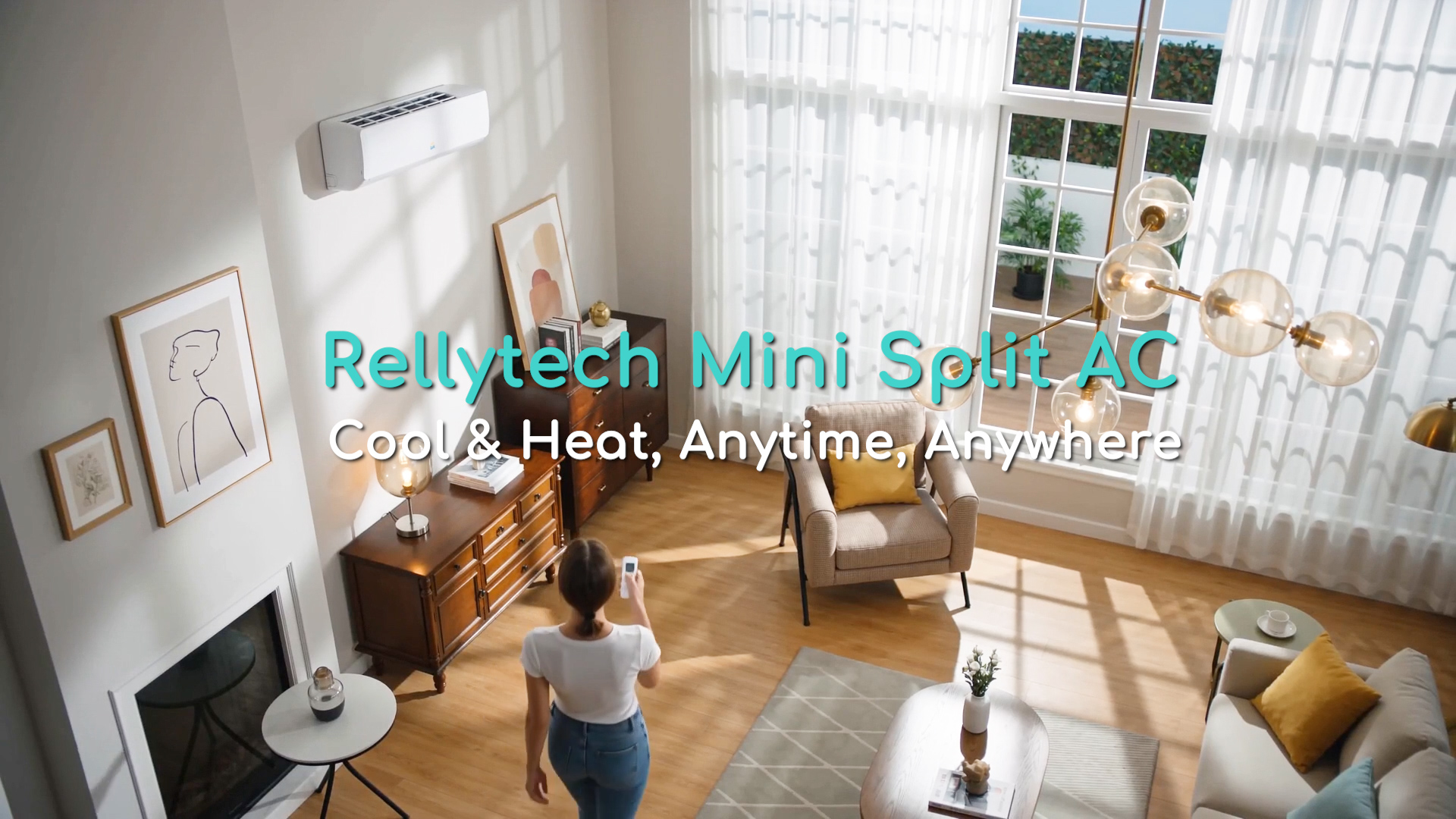 Image of Rellytech Mini Split AC /Heating System - 9000 BTU Mini Split AC Inverter Heating and Cooling, 19 SEER2 115V /110V Energy Efficient Ductless Air Conditioner Up to 550sq.ft, Pre-charged System