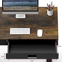 Vista 3 de SHW Escritorio eléctrico Claire de pie ajustable de altura de 40 pulgadas con cajón, color marrón rústico