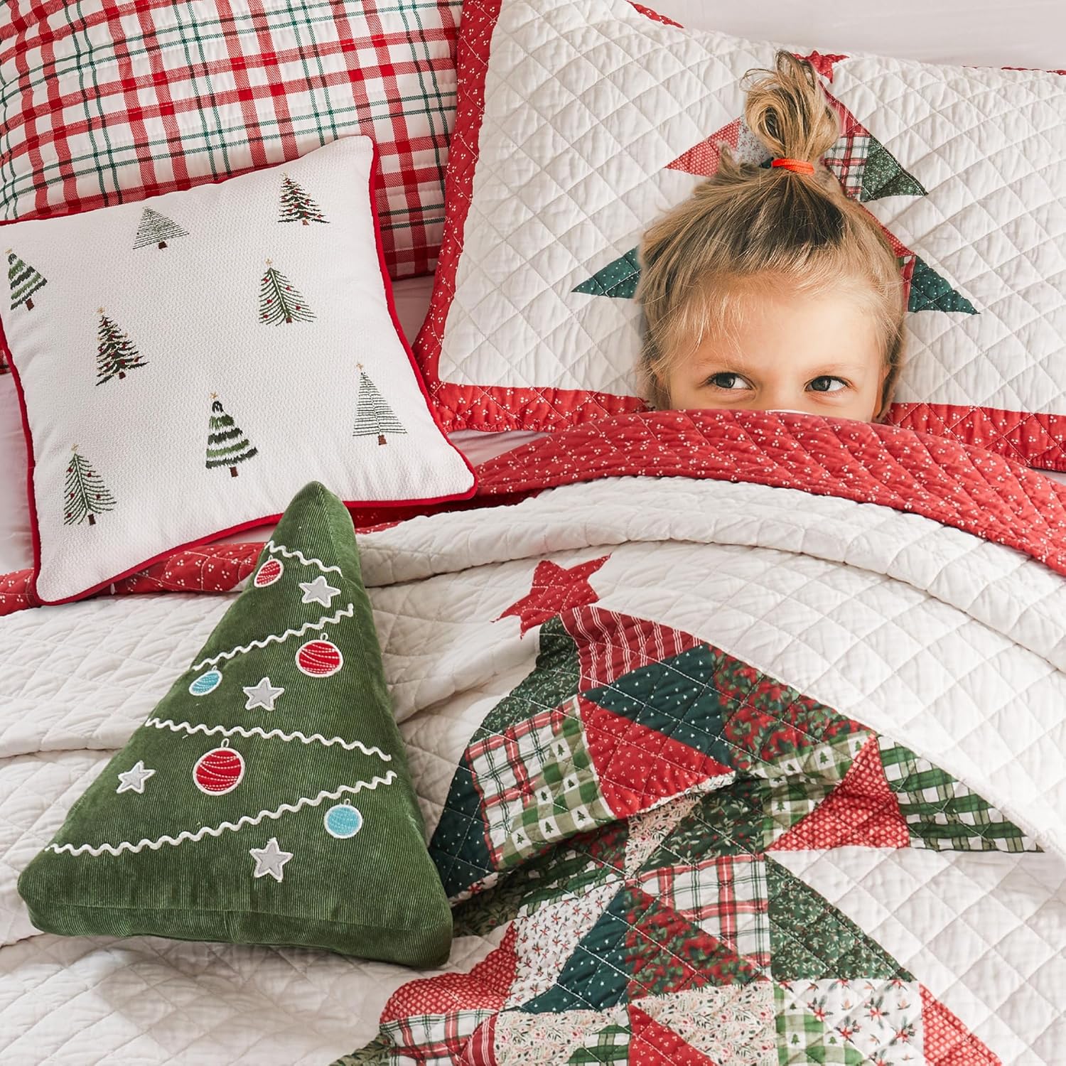 Levtex Home - Patchwork Pine - Euro Sham Set of 2 - Dots - Red and White - (26x26in.), No Insert - Cotton