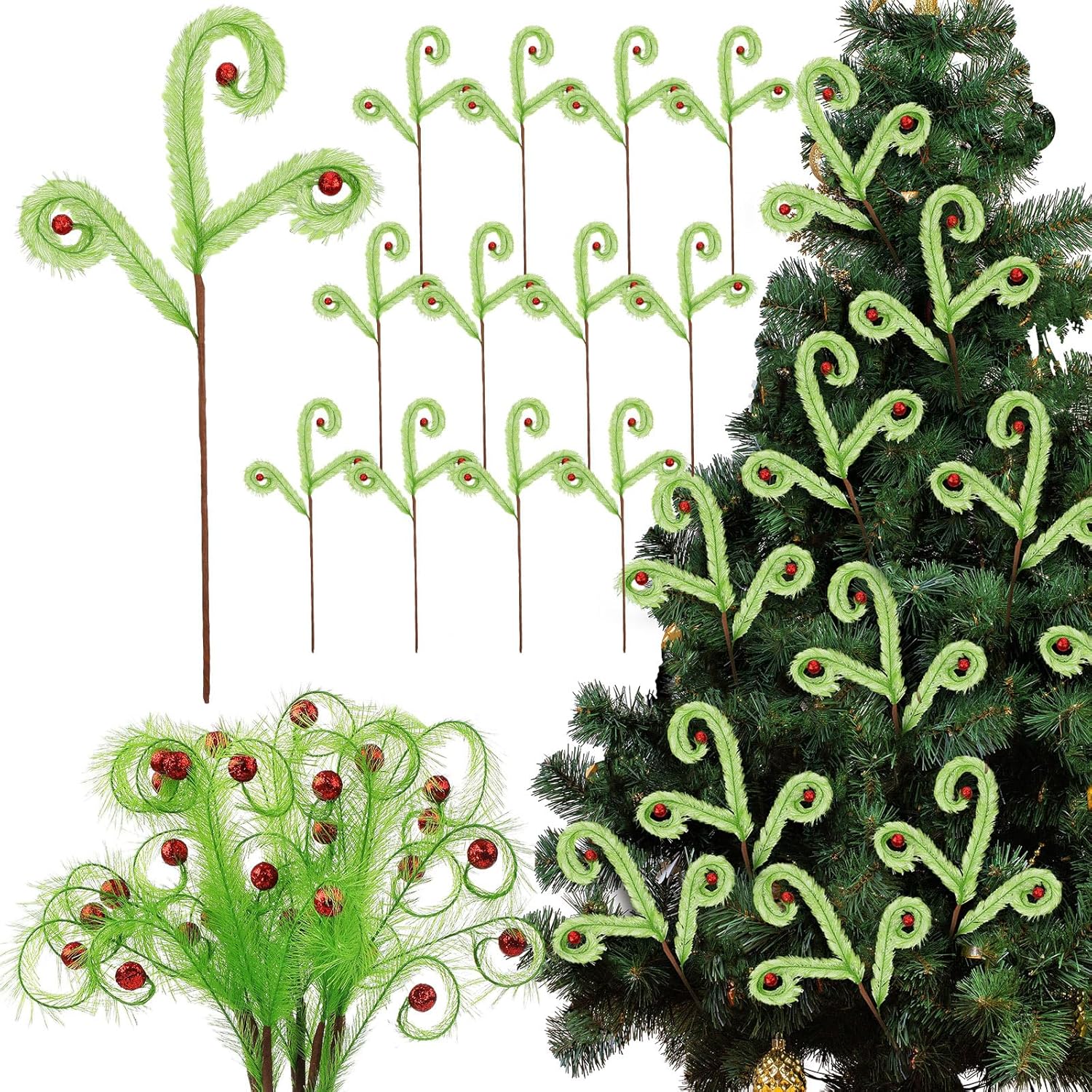 Hotop 12 Pcs 16 Inch Christmas Tree Picks Decorations Lime