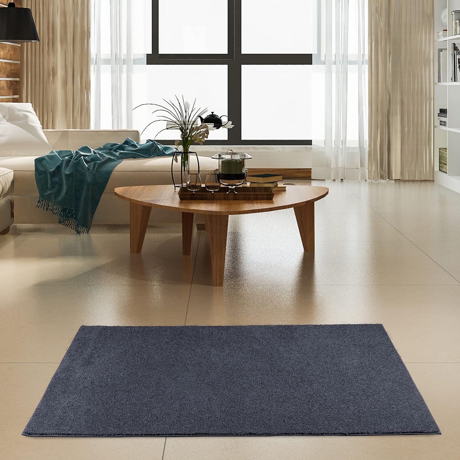 Pets & Kids Petrol Blue Rug: Stain-Resistant & Stylish