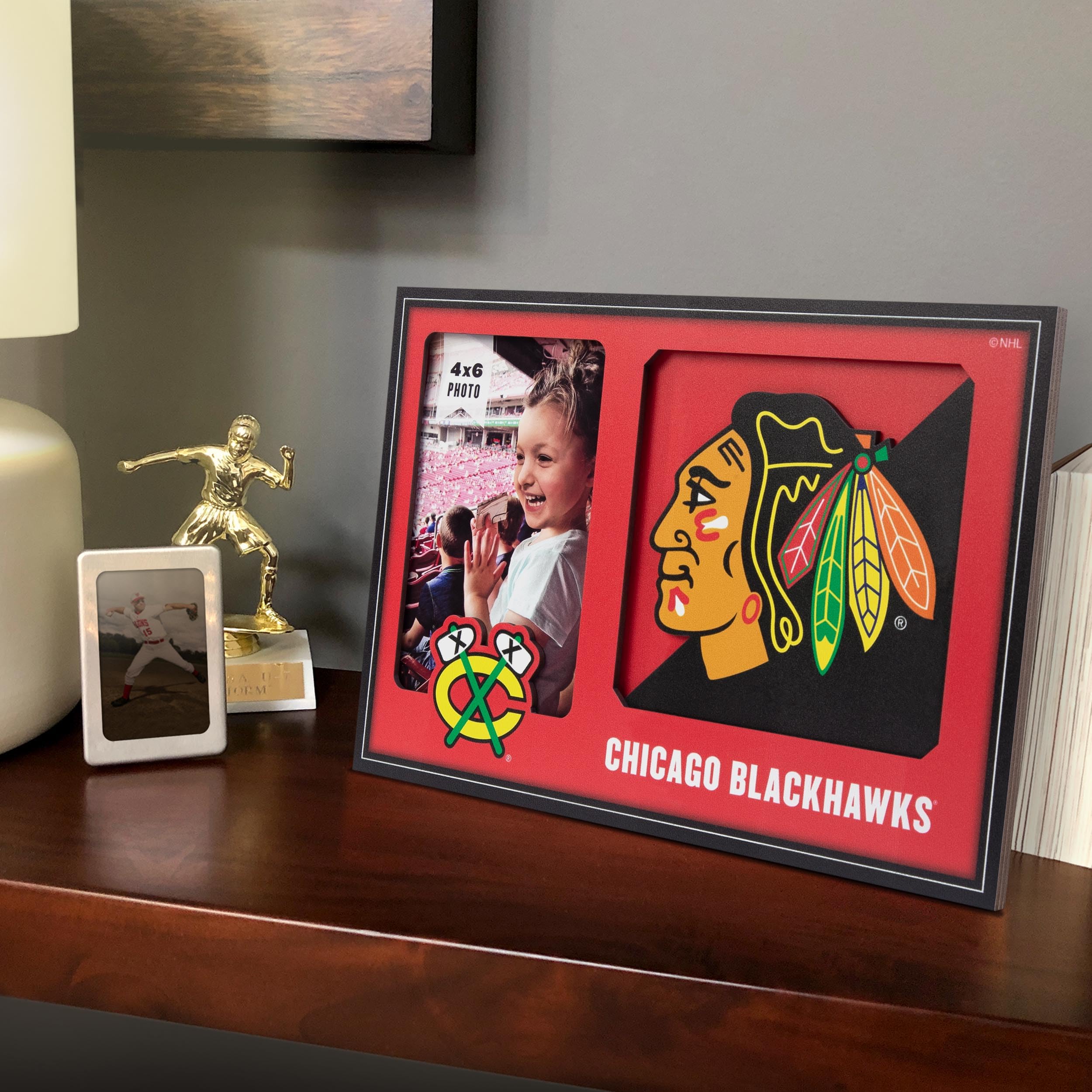 YouTheFan NHL Chicago Blackhawks 3D Logo Bilderrahmen