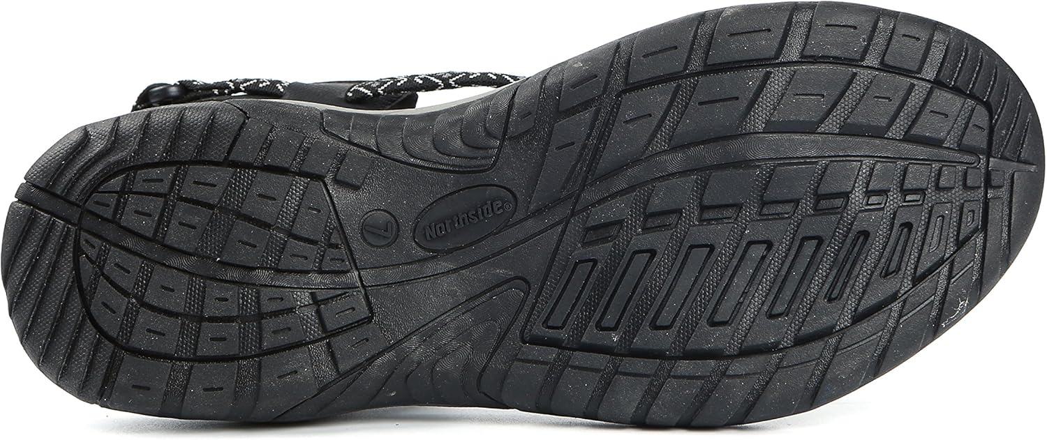 Northside Womens Covina Sport Open Toe Strap Sandal, Black/Gray, 7 M US