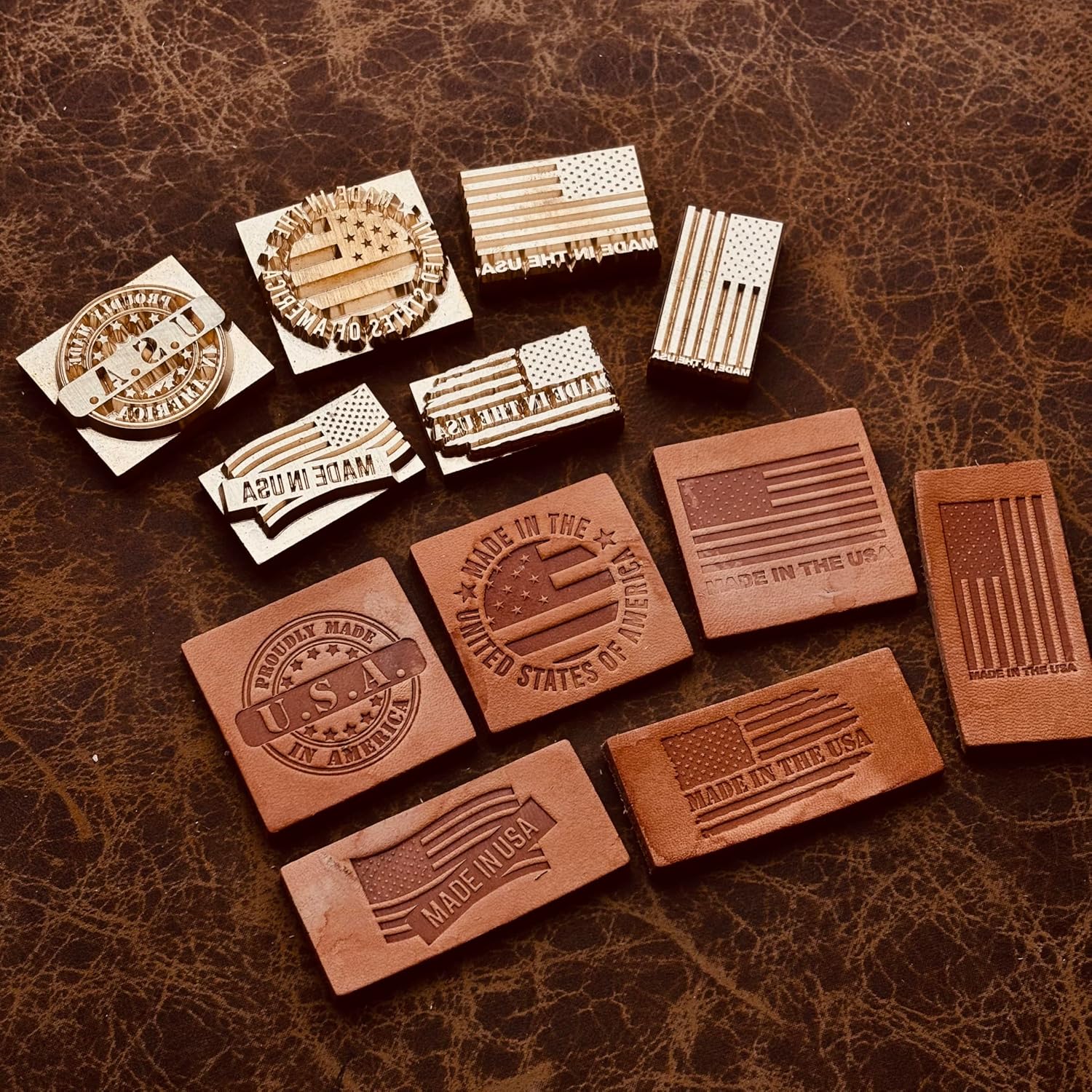 Made in USA Leather Stamp, American Flag Design, Patriotic Branding Tool for Leatherwork