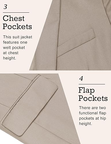 Vista 5 de COOFANDY Chaqueta deportiva para hombre, chaqueta casual de un botón para traje de negocios