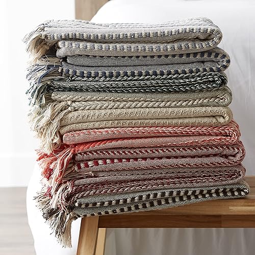 Miniatura 6 de DII - Manta trenzada a rayas, 50x60, especias