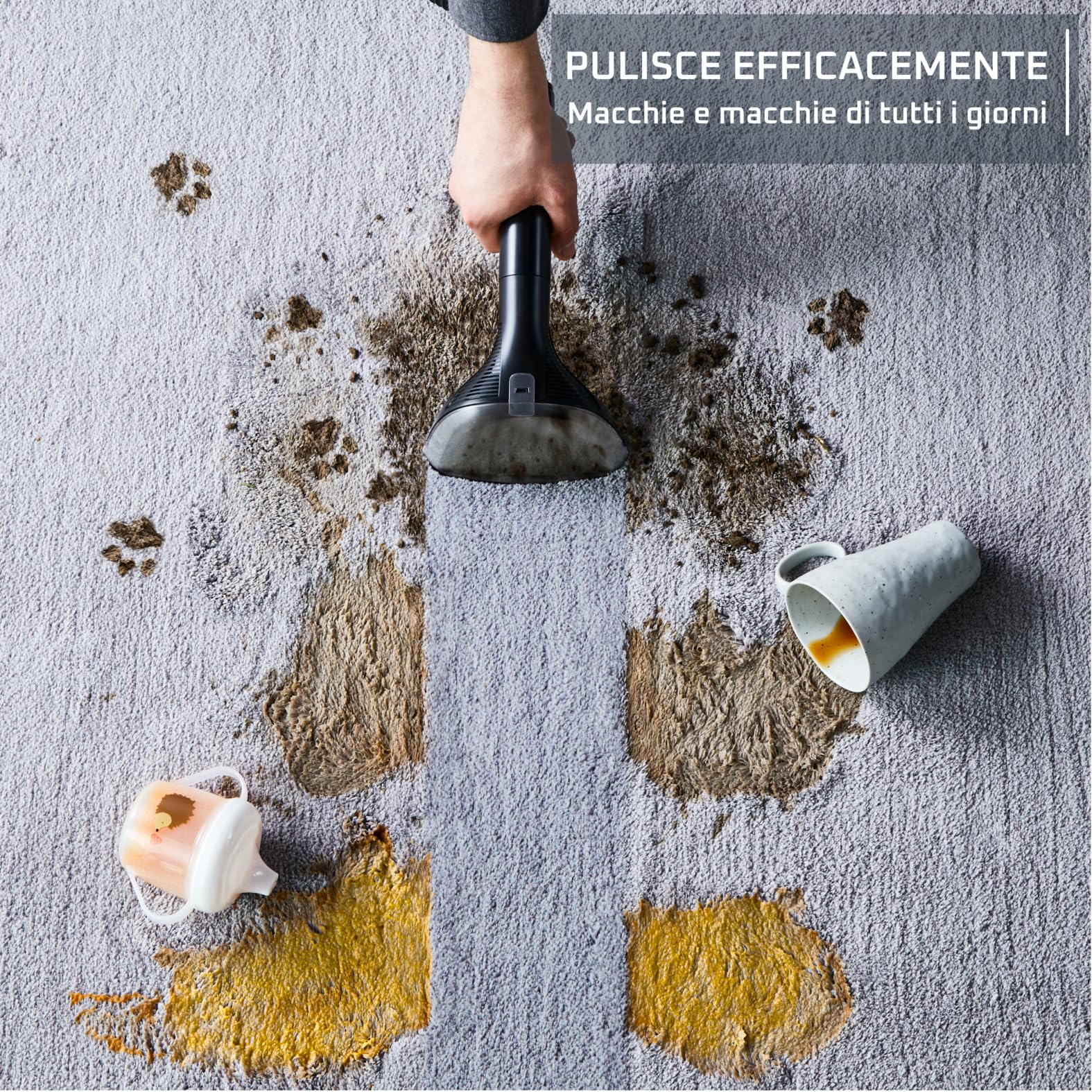 Rowenta CLEAN IT, Smacchiatore, Pulitore Portatile Multifunzione per Tappeti, Pulizia Rapida e Facile, Macchie di Animali Domestici, Tappeti, Interni dell'Auto, 400 W, 4 Acc, IN5011F0