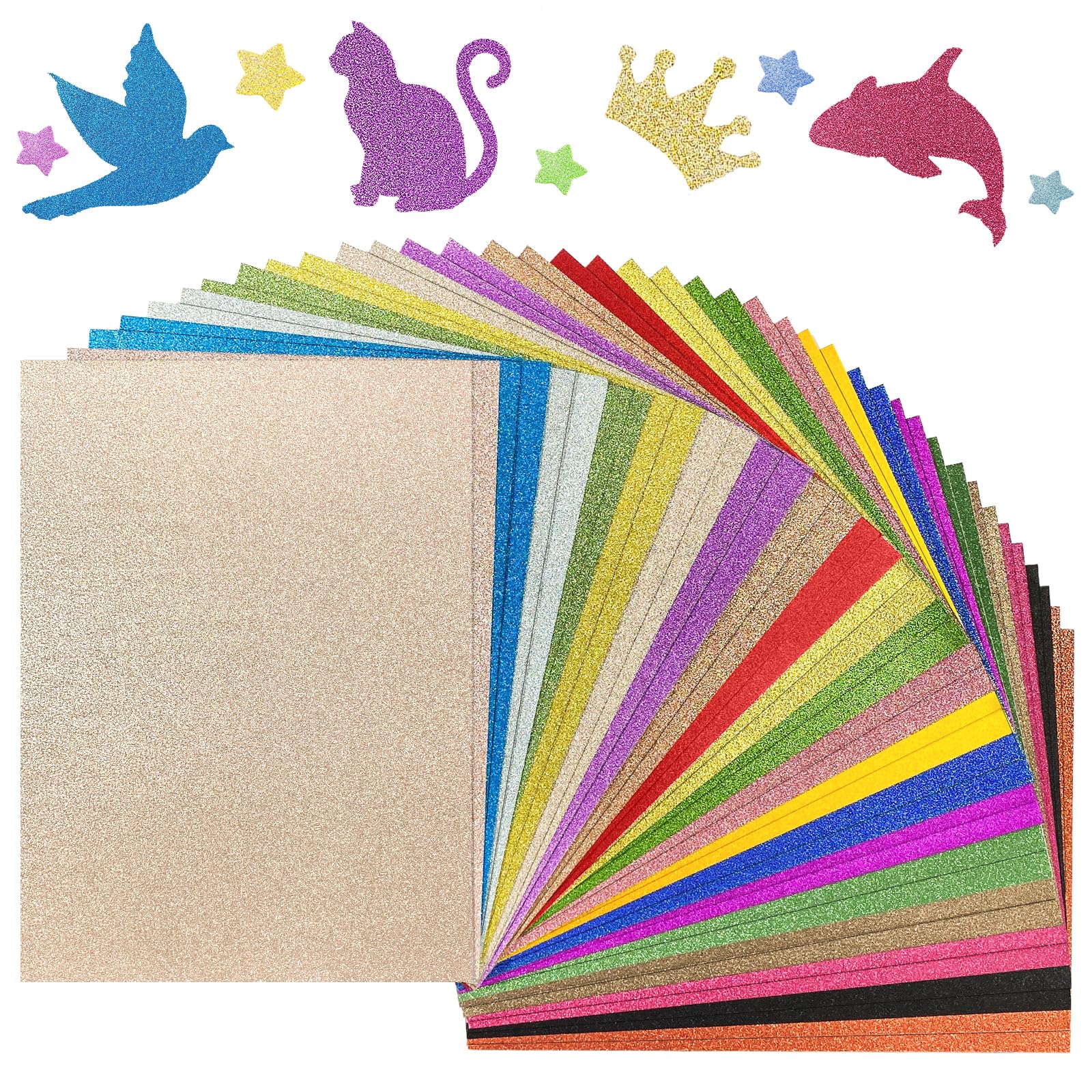 40 Blatt Glitzerpapier A4 - 20 Bunte Farben Für Bastelprojekte