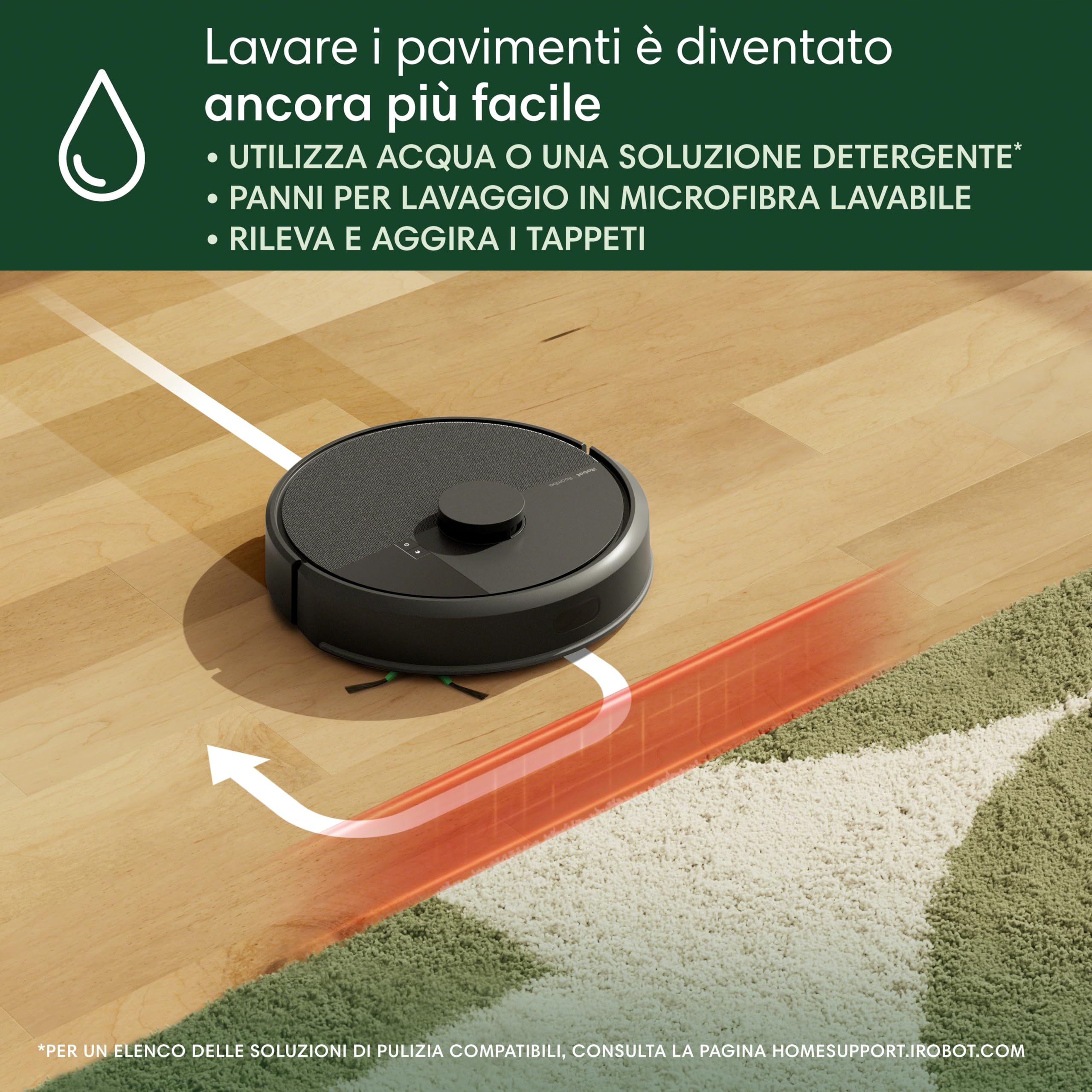 iRobot Robot Roomba 105 Combo + Stazione Autosvuotamento, Robot Aspirapolvere Lavapavimenti, Navigazione ClearView LiDAR, Rileva Tappeti/Moquette, Pulizia Mirata, Controllo tramite App, Nero