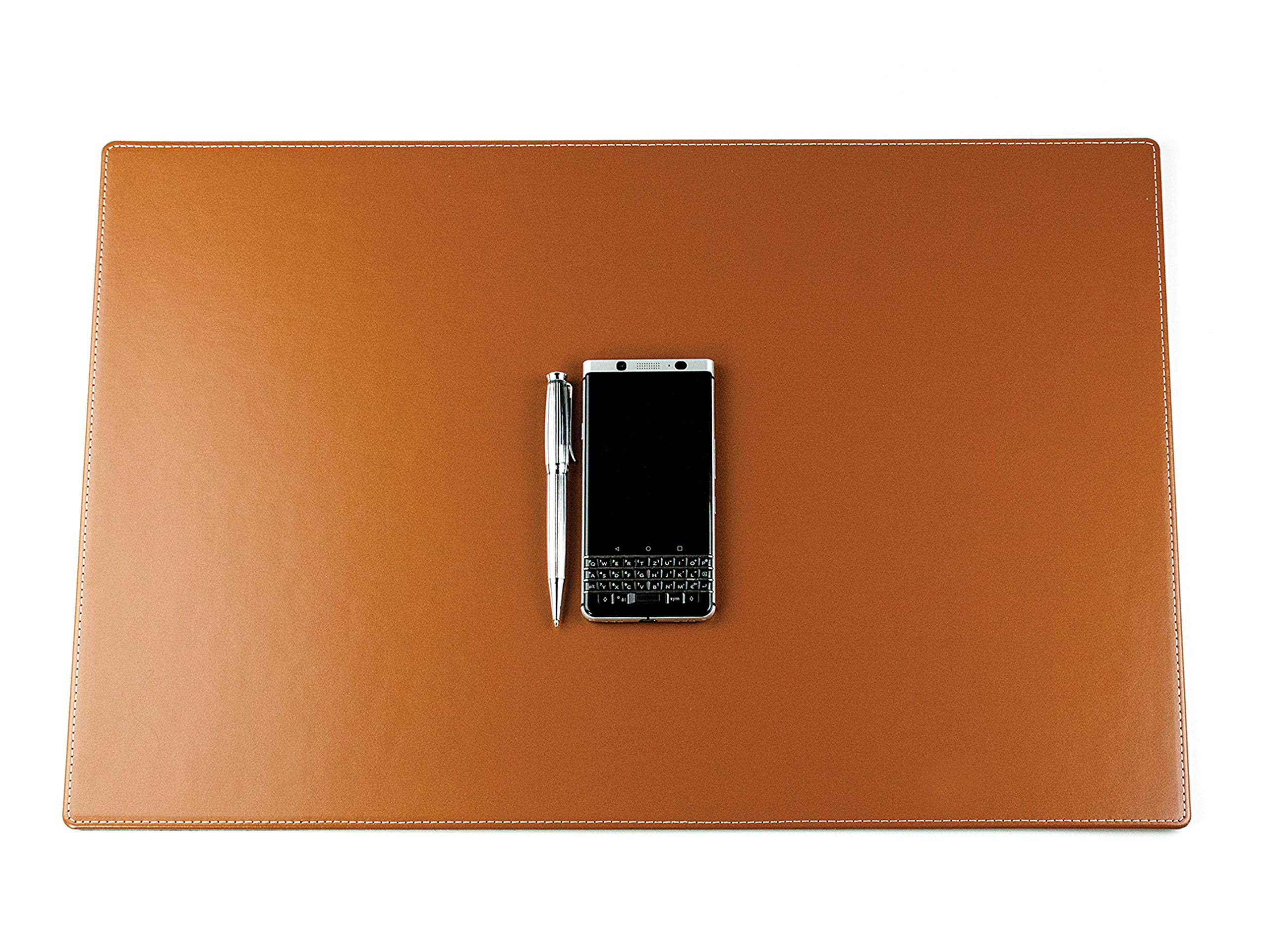 DELMON VARONE - Personalisierbare Schreibtischunterlage Cambridge Top Grain Leder braun, Rutschfeste Echtleder Schreibunterlage abwaschbar, Schreibtisch Unterlage geeignet als Mauspad, 60x40 cm