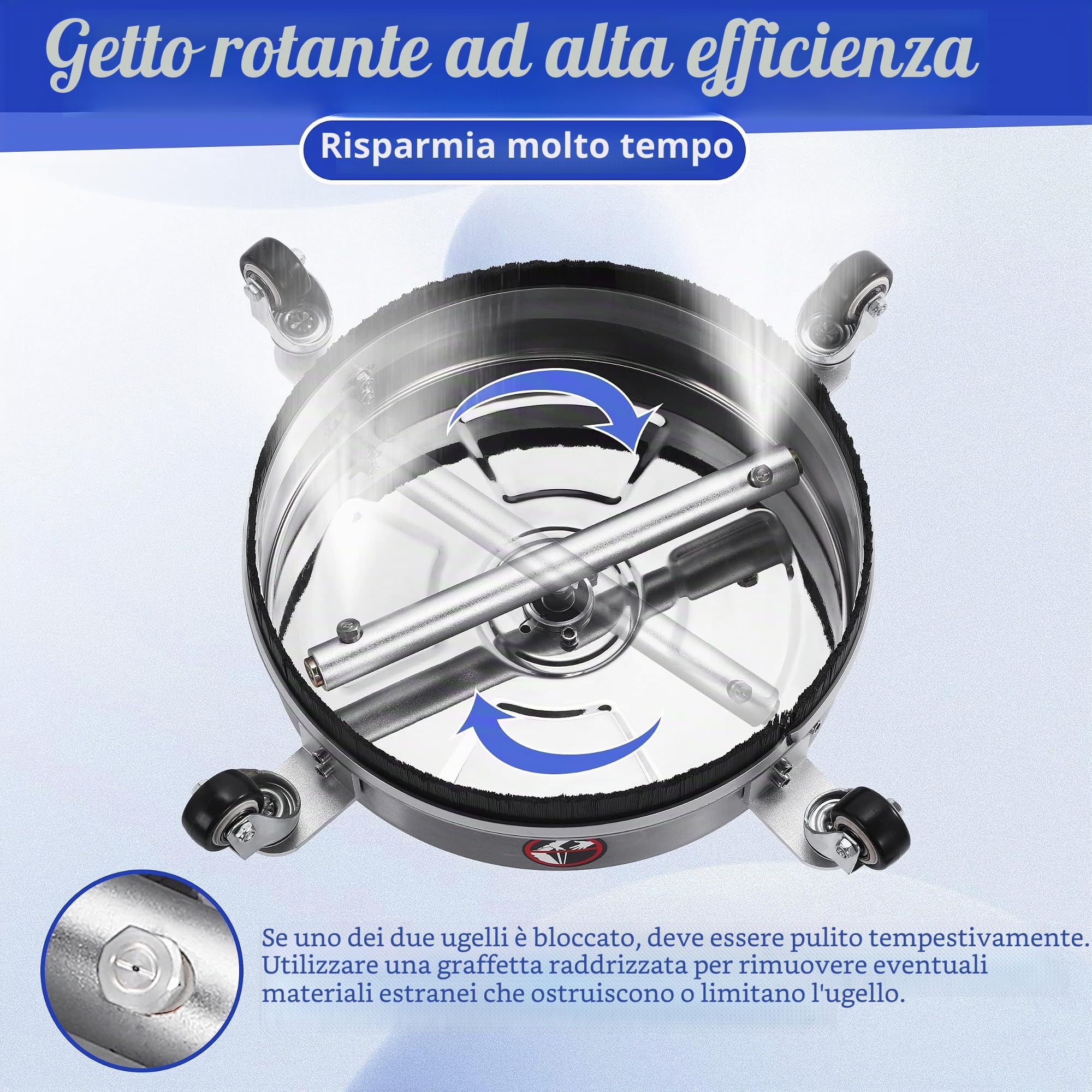 M MINGLE Pulitore per superfici idropulitrice da 43,2 cm, accessori per idropulitrice con 2 bacchette e ugelli di ricambio, connessione rapida da 1/4", 4000 PSI