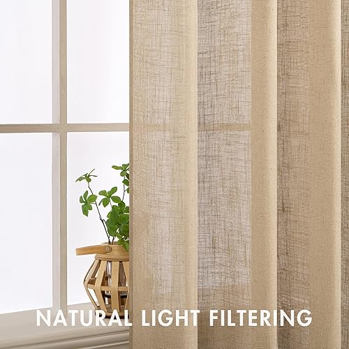 Miniatura 8 de MIULEE Cortinas de café de 30 pulgadas de largo, cortinas cortas semitransparentes para ventana de cocina sobre el fregadero, cortinas de lino