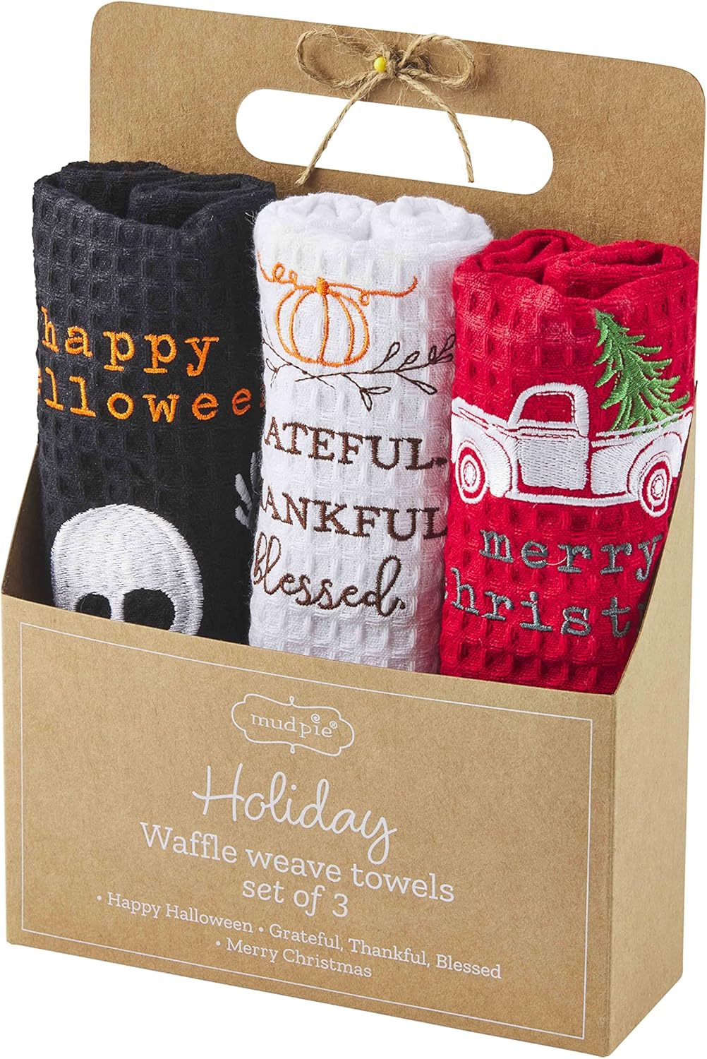 Mud Pie Holiday Towel Set, Multi Small