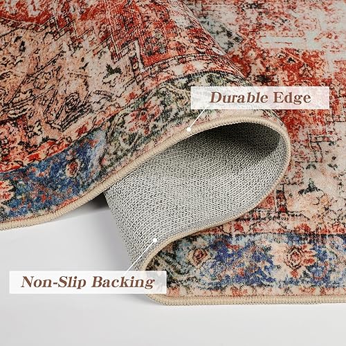 Miniatura 5 de Worxvell Alfombras de 2 x 3 para entrada, alfombra pequeña lavable antideslizante para puerta de interior para cocina y baño, con respaldo oriental,