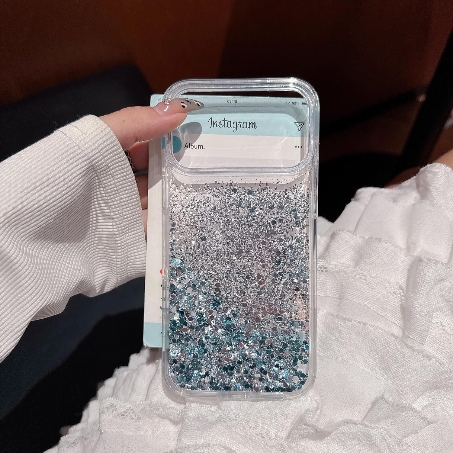 for iPhone 17 Pro Case, Liquid Floating Quicksand Flowing Moving Bling Glitter Sparkle Luxury Pretty TPU Bumper Heavy Duty Shockproof Girly Cute for iPhone 17 Pro - Image 4