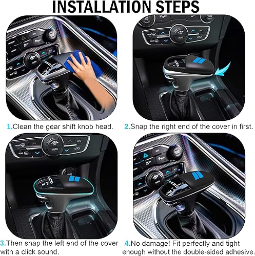 Miniatura 5 de SENSHINE Pomo de palanca de cambios para Dodge Charger Challenger Accesorios 2015-2022 Durango 2016-2023 ABS Interior de carcasa protectora de