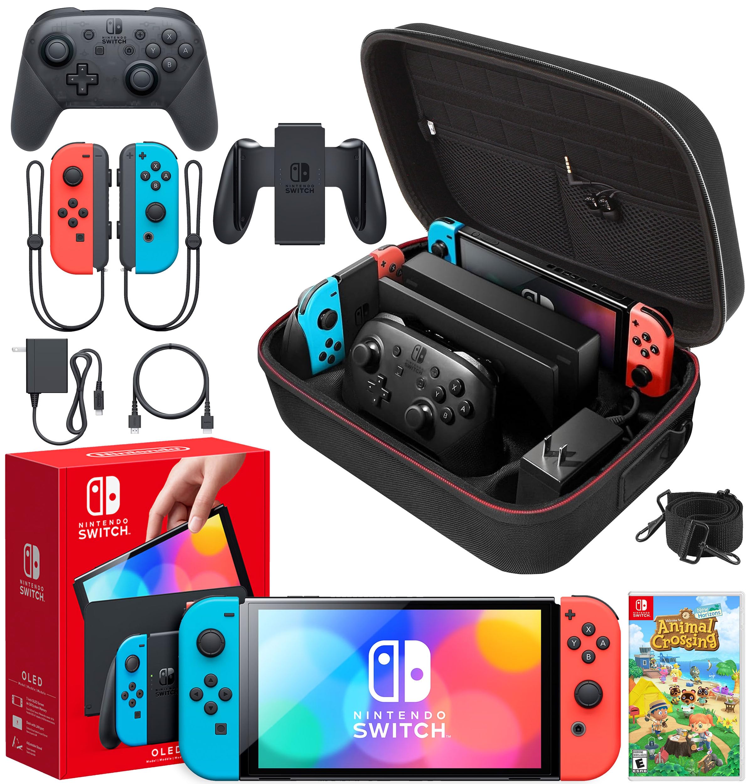 Amazon.com: Nintendo Switch OLED Model (Neon Red/Blue) Animal