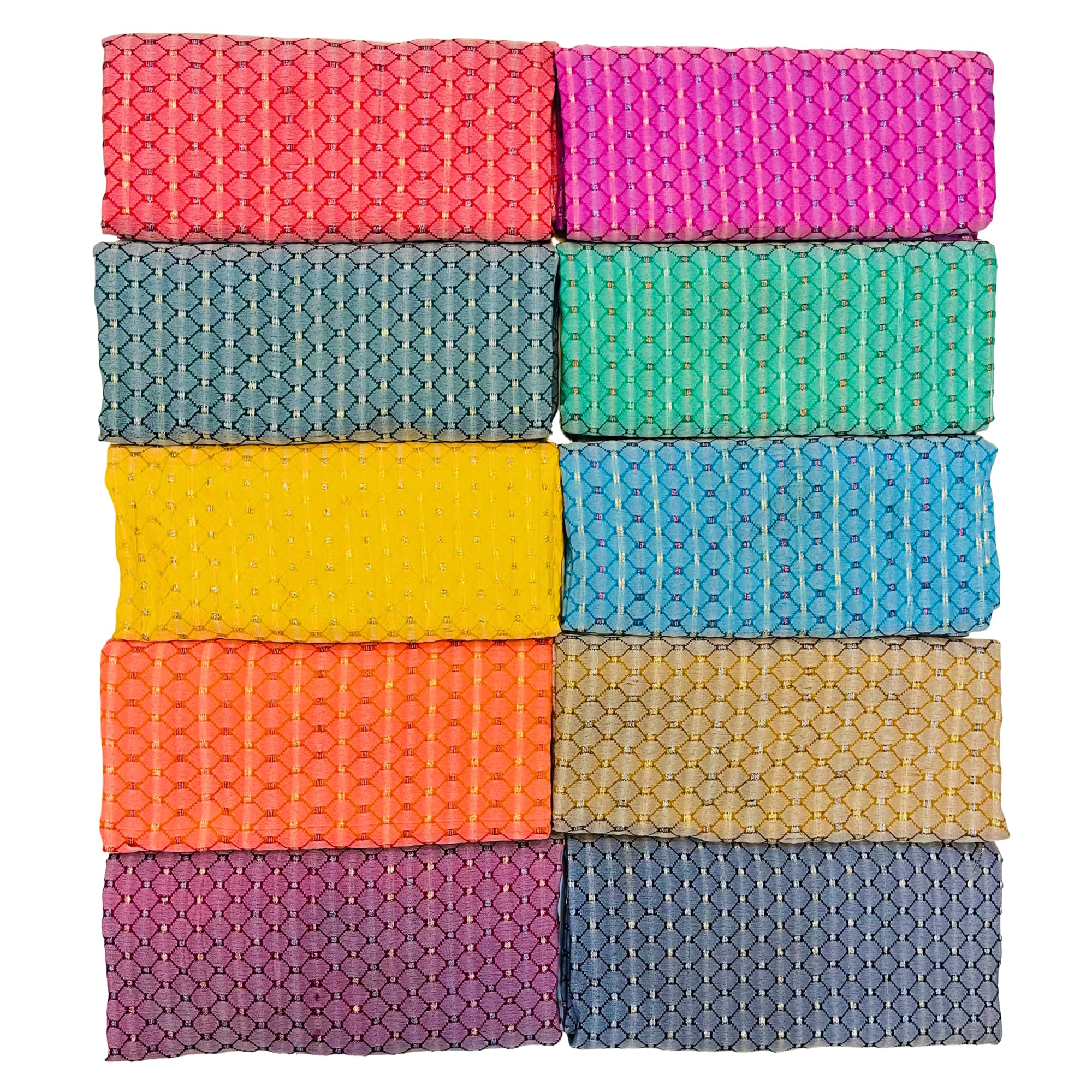 oluu Unstitched Blouse Piece Material Silk Cotton Blend For Women Multicolour For Gifting (Pack of 10 Pieces, 1 Meter Each)-picture-33