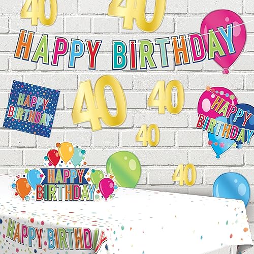 Miniatura 5 de Beistle 12 piezas de papel de cartulina dorada para decoración de fiesta de cumpleaños 40 para el hogar y la oficina