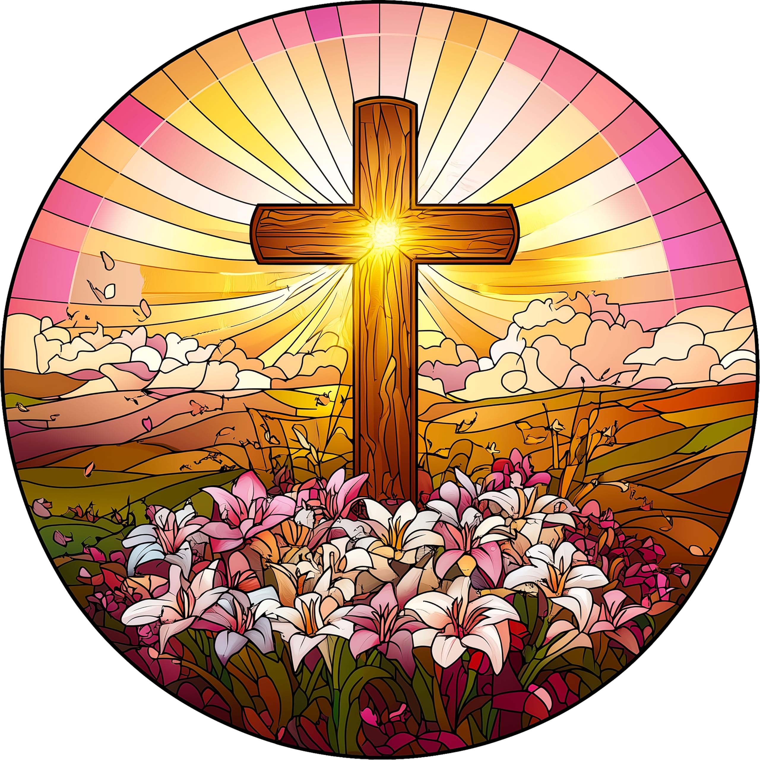 Valoryn Cross Suncatcher – Stained Glass Window Hanging Sun Catcher