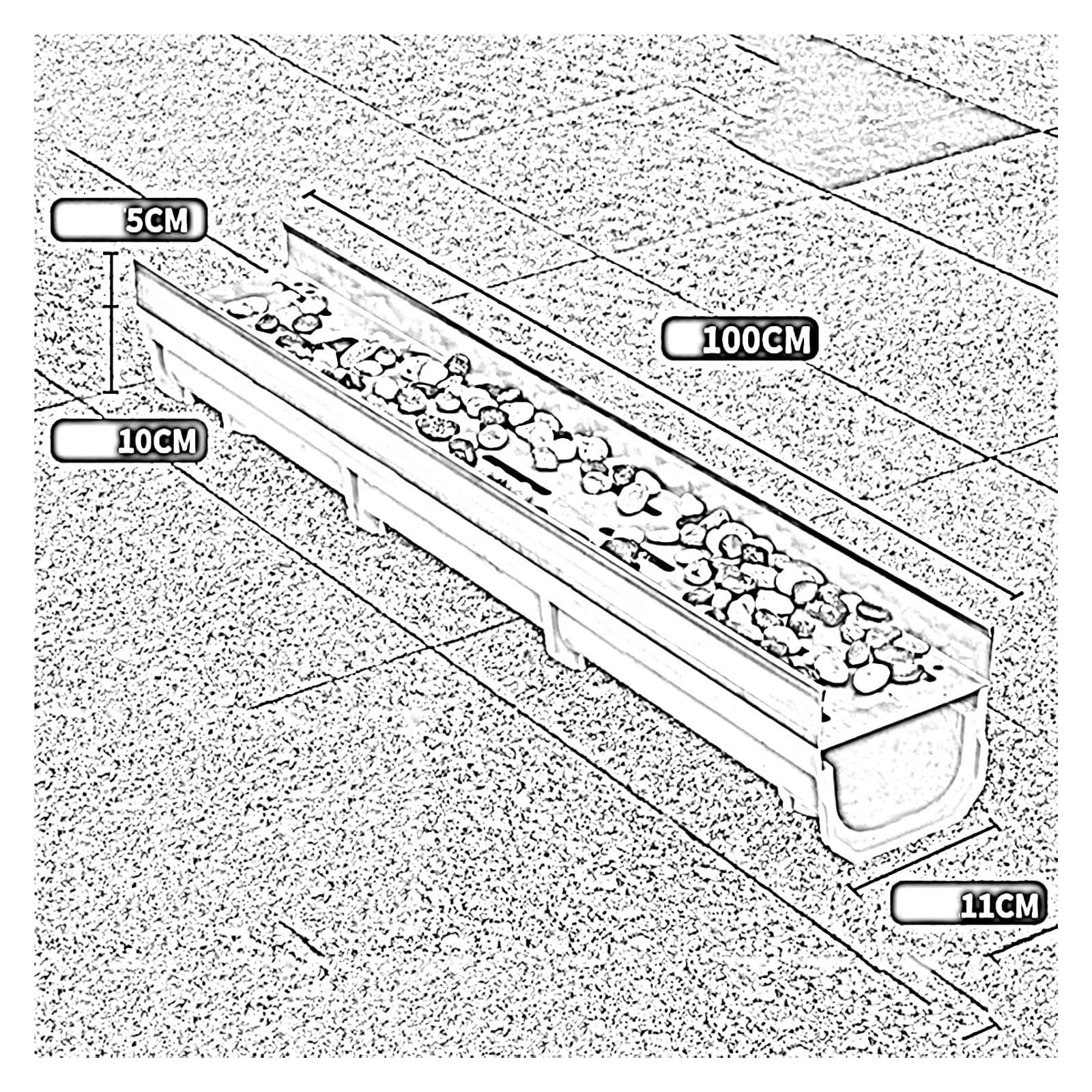 Kit de drenaje de zanja de acero inoxidable, drenaje de ducha lineal resistente con rejilla para aplicaciones en interiores y exteriores, duradero y fácil de instalar