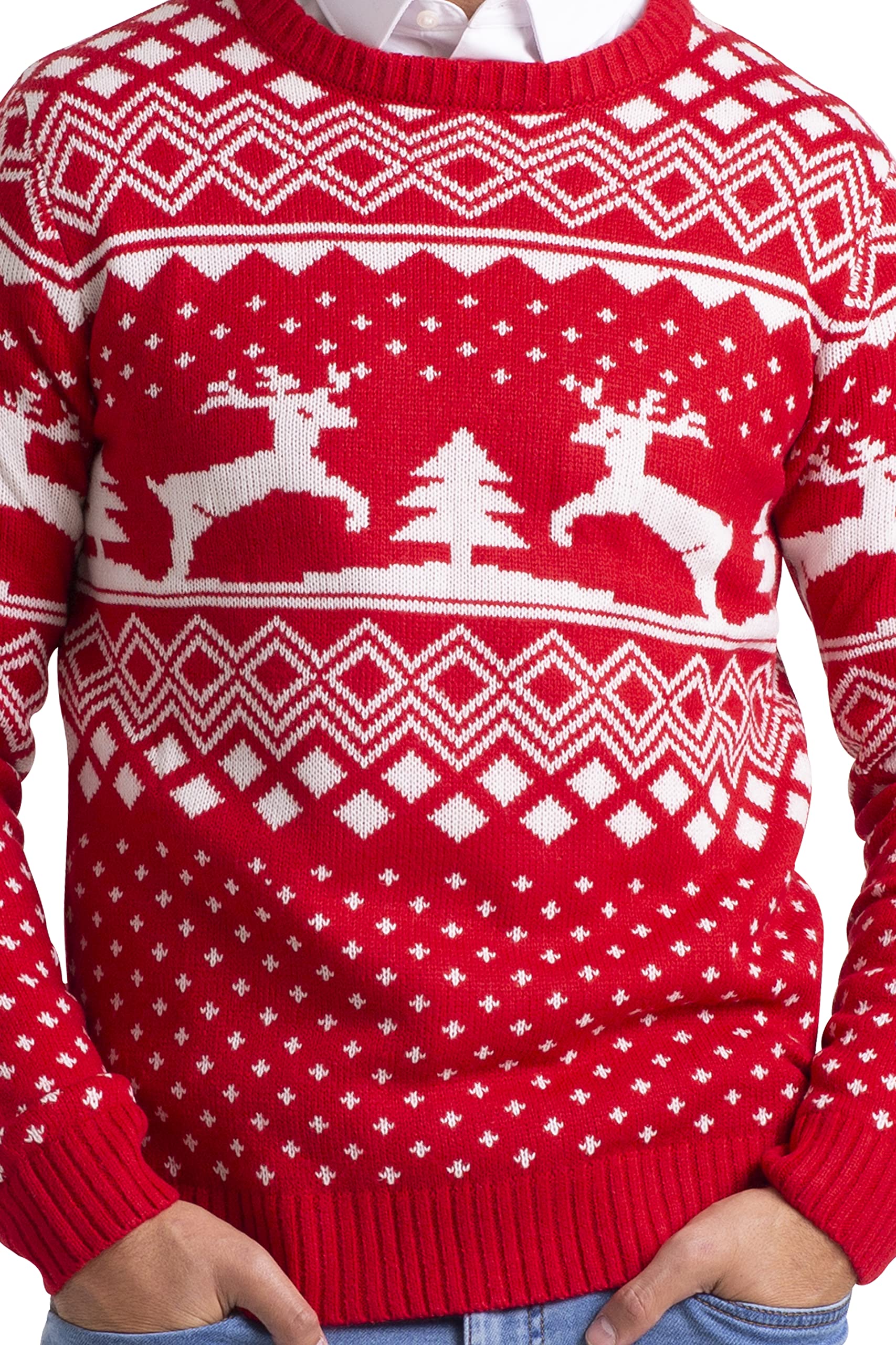 BlauerHafen Herren Weihnachts Jumper Ugly Rentier Strickpullover Winter Jumper Rundhals Langarm Xmas Christmas Sweater Größen S–XXL