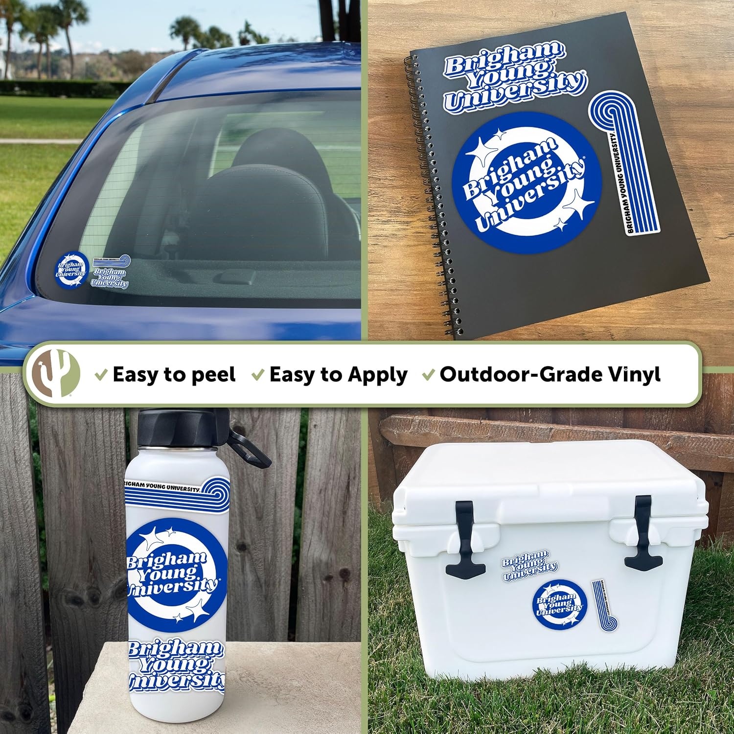 Desert Cactus Brigham Young University Stickers Cougars BYU Cougs Vinyl Decals Laptop Water Bottle Car Scrapbook Sheet (70s 4inch)