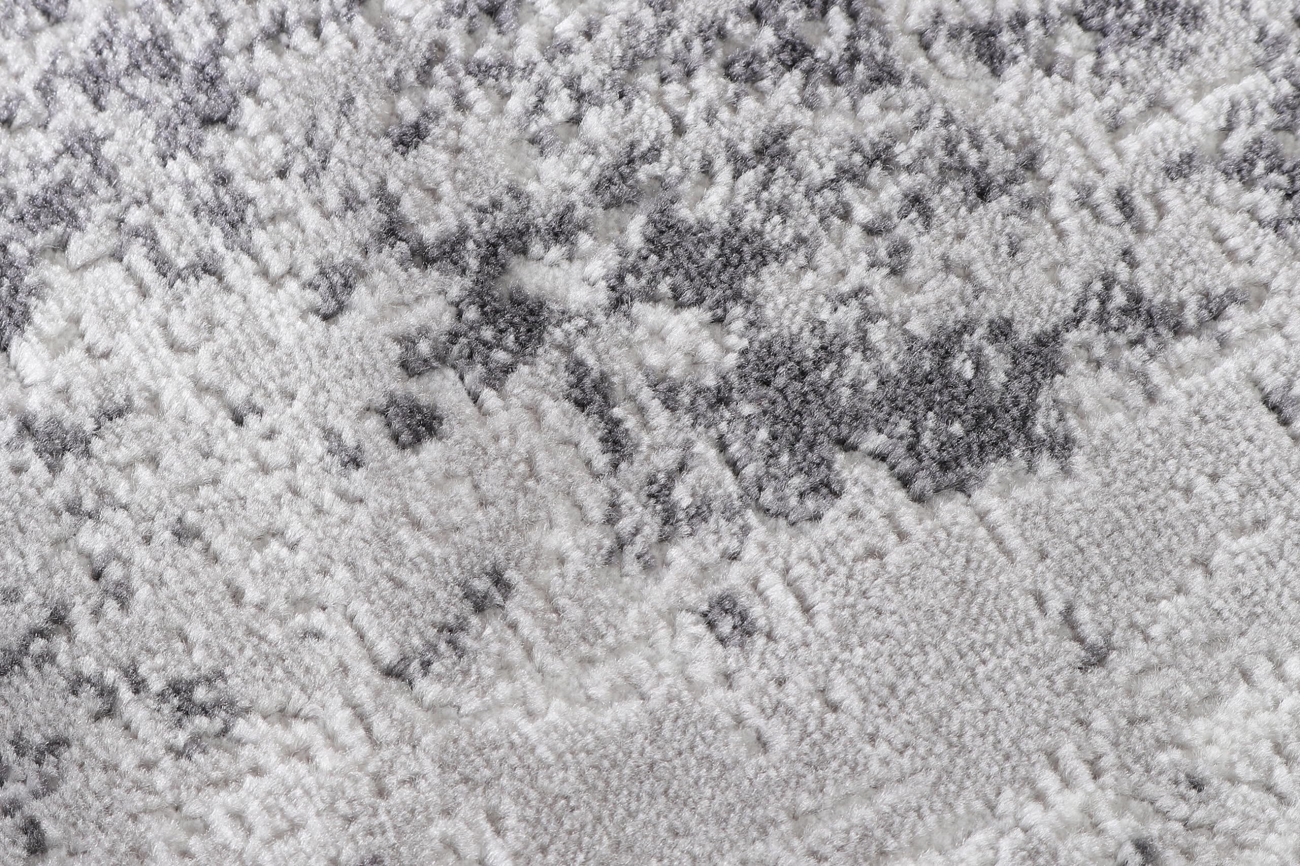 TAPISO Sky Rond Tapis Poils Courts Vintage Gris Clair Crème Moucheté Rayures Tapis Salon Chambre Aspect 3D Oeko-TEX Résistant 240 x 240 cm