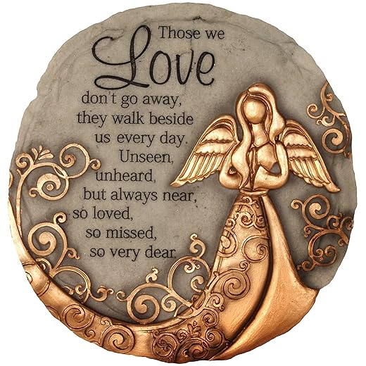 Spoontiques - Garden Décor - Bronze Angel Stepping Stone - Decorative Stone for Garden