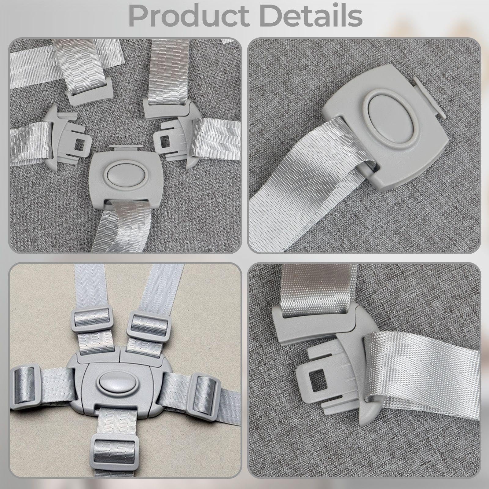 Ceinture De Sécurité pour Chaise Haute 1 Pièce, Ceinture De Sécurité À Cinq Points, Ceinture De Sécurité De Remplacement, Ceinture De Sécurité pour Poussette Réglable, Poussettes