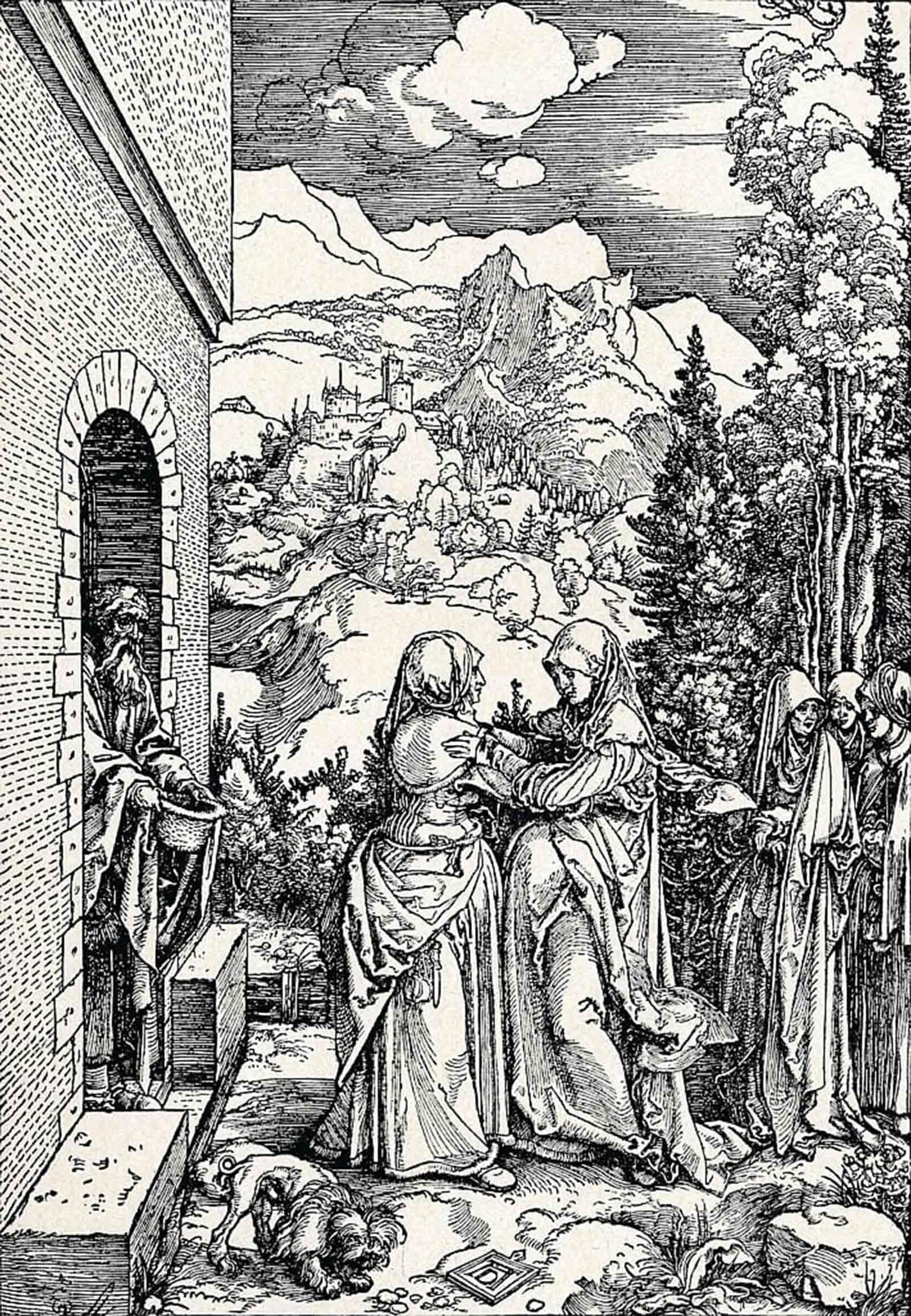 ARTXLXXBN Famous Prints Artwork Pictures Poster Painting Art the Visitation by Albrecht Dürer Artwork Landscape Pictures for Home Decor 60x90cm