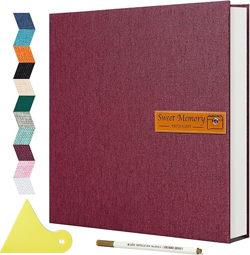 Spbapr Álbum de fotos grande autoadhesivo magnético, álbum de recortes para fotos de 4 x 6, 5 x 7, 8 x 10, 60 páginas, cubierta de lino, libro de