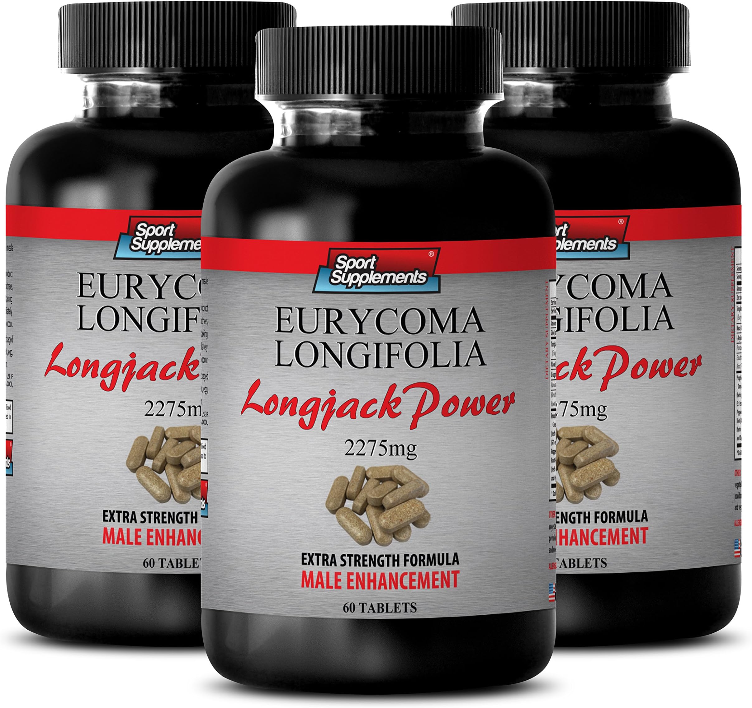 Panax Ginseng Extract - Longjack Power Eurycoma Longifolia 2275mg - Sexual wellness for men, male libido booster maca, Enhancement pills for men, virility supplements for men, tongkat ali, 3B 180 Tabs