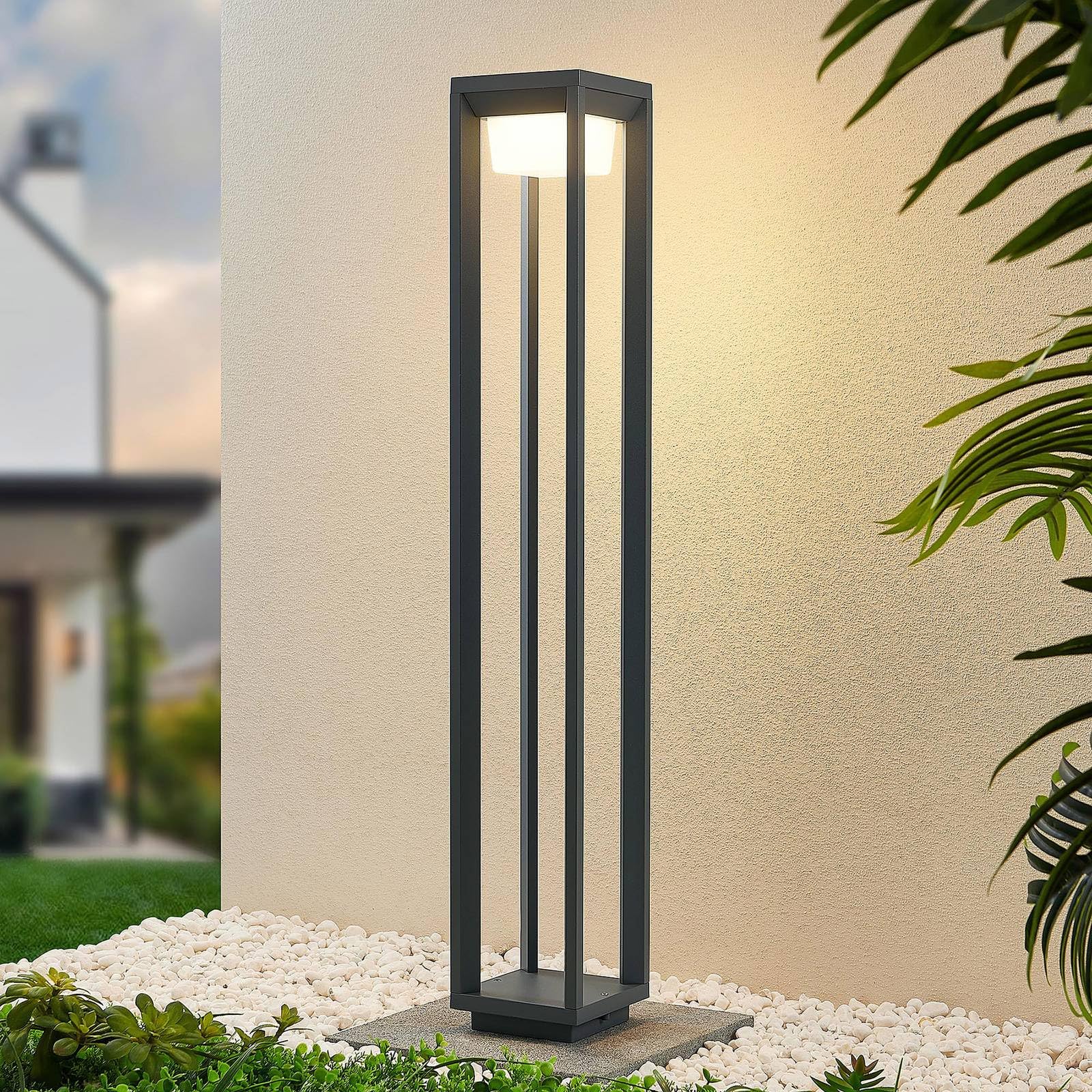 LED Außenleuchte Gamion (spritzwassergeschützt (Modern) in Alu aus Aluminium (1 flammig,) - Wegeleuchte Pollerleuchte Wegelampe Sockelleuchte