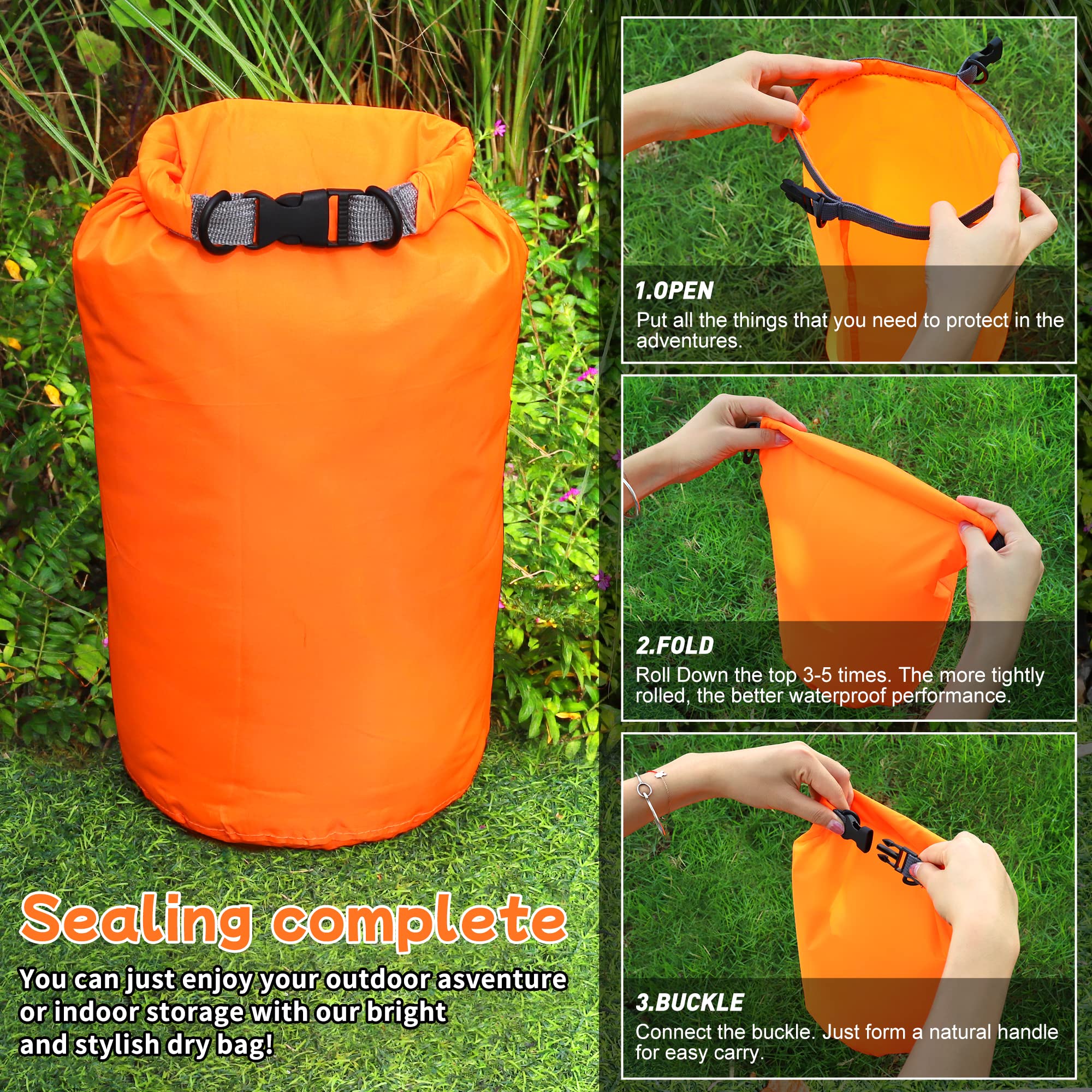 Desoto Confezione da 2 sacchetti impermeabili da 10 l/20 l/40 l/70 l, leggeri e portatili, per mantenere l'attrezzatura asciutta pulita, per kayak, palestra, escursionismo, nuoto, campeggio (verde, 20