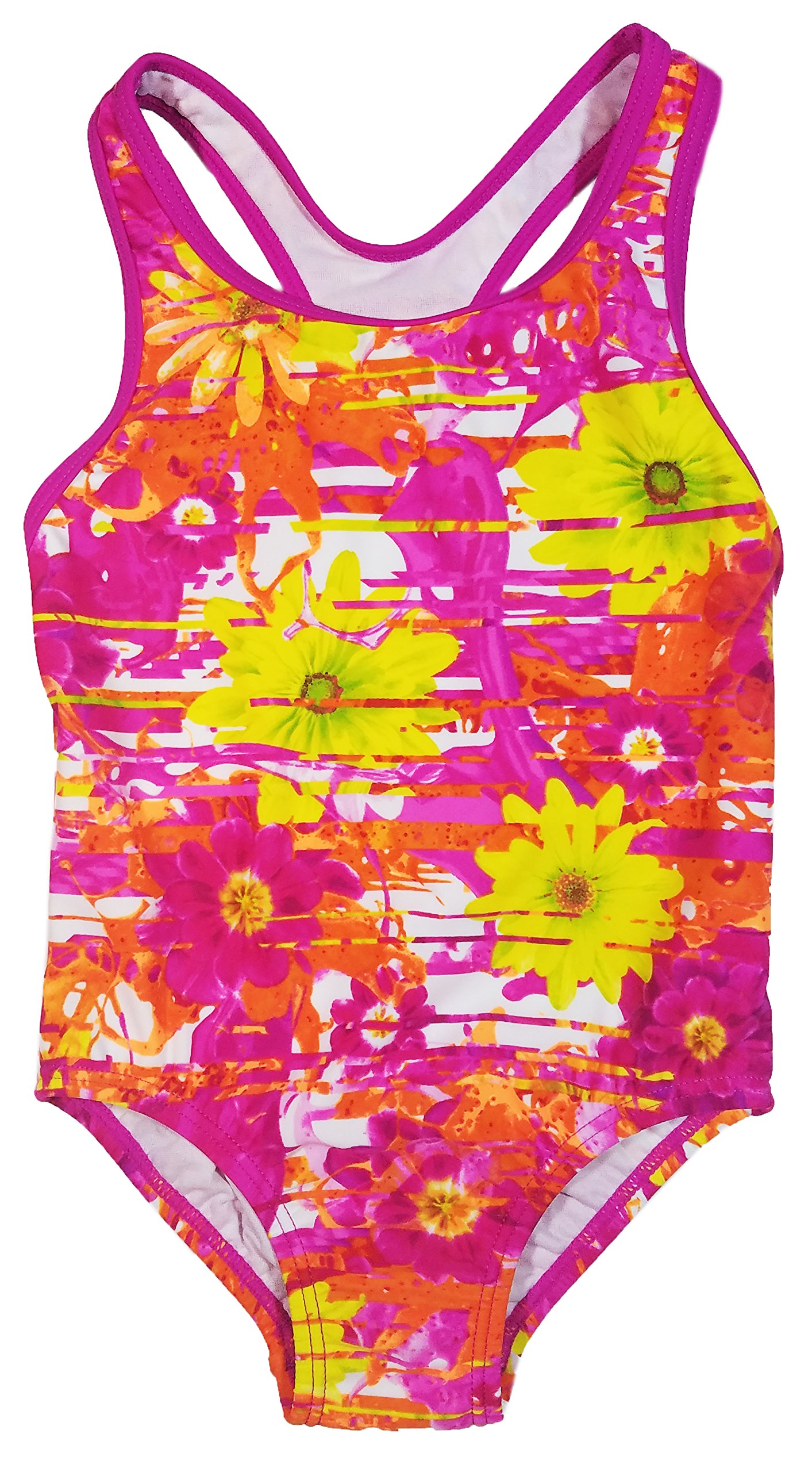 Speedo Big Girls' Solid Infinity Splice One Piece Swimsuit (14, Pink Orange Flower)