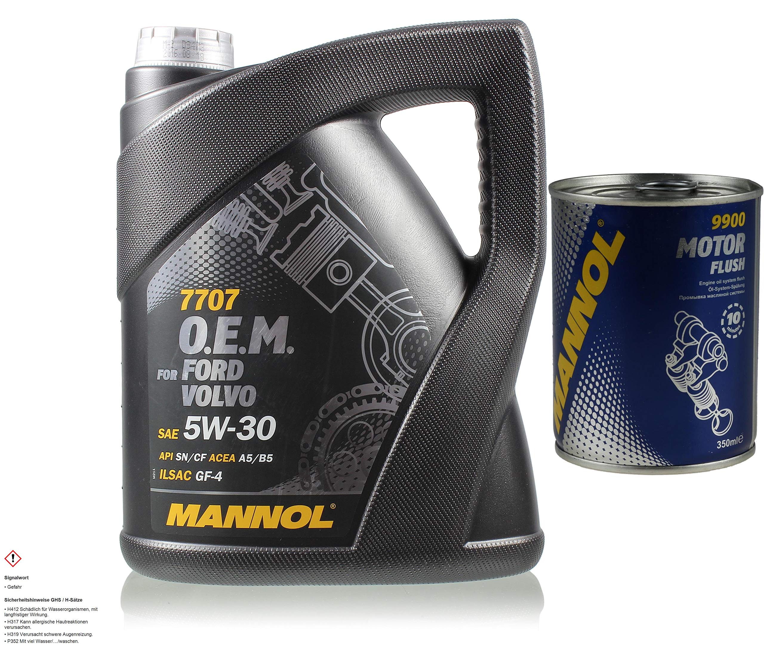 MANNOL Motoröl 5W-30, 5 Liter + Motor Flush – Speziell Für Ford & Volvo Diesel