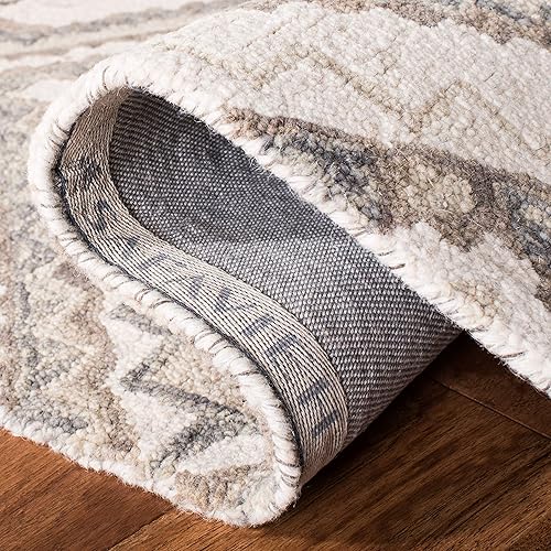 Miniatura 6 de SAFAVIEH Aspen Collection - Alfombra de área de 8 x 10 pies, gris pardo y marfil, hecha a mano, lana trenzada con borlas, ideal para zonas de alto